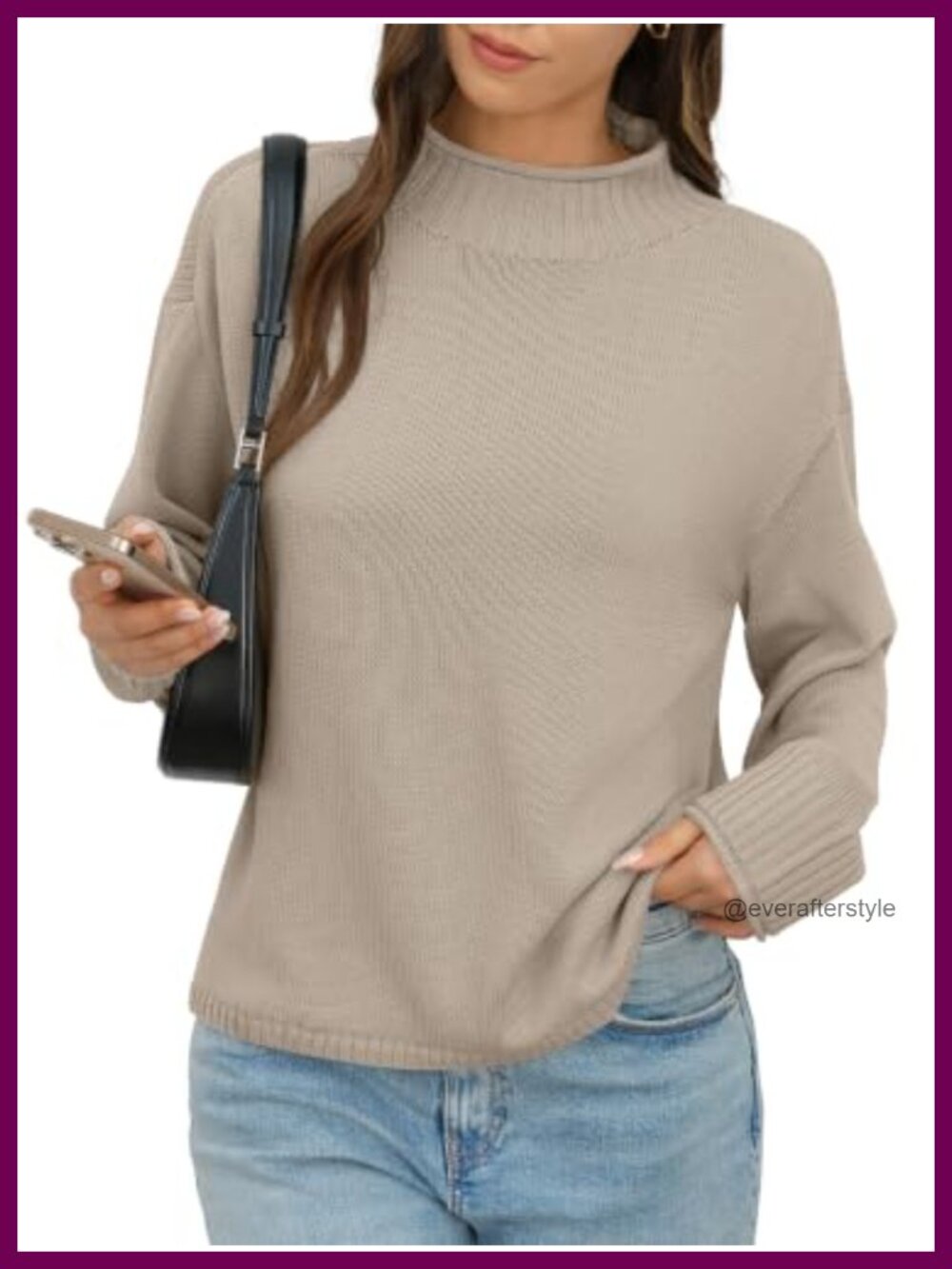 Wool Blend Oversized Chunky Turtleneck Sweater Cozy Pullover